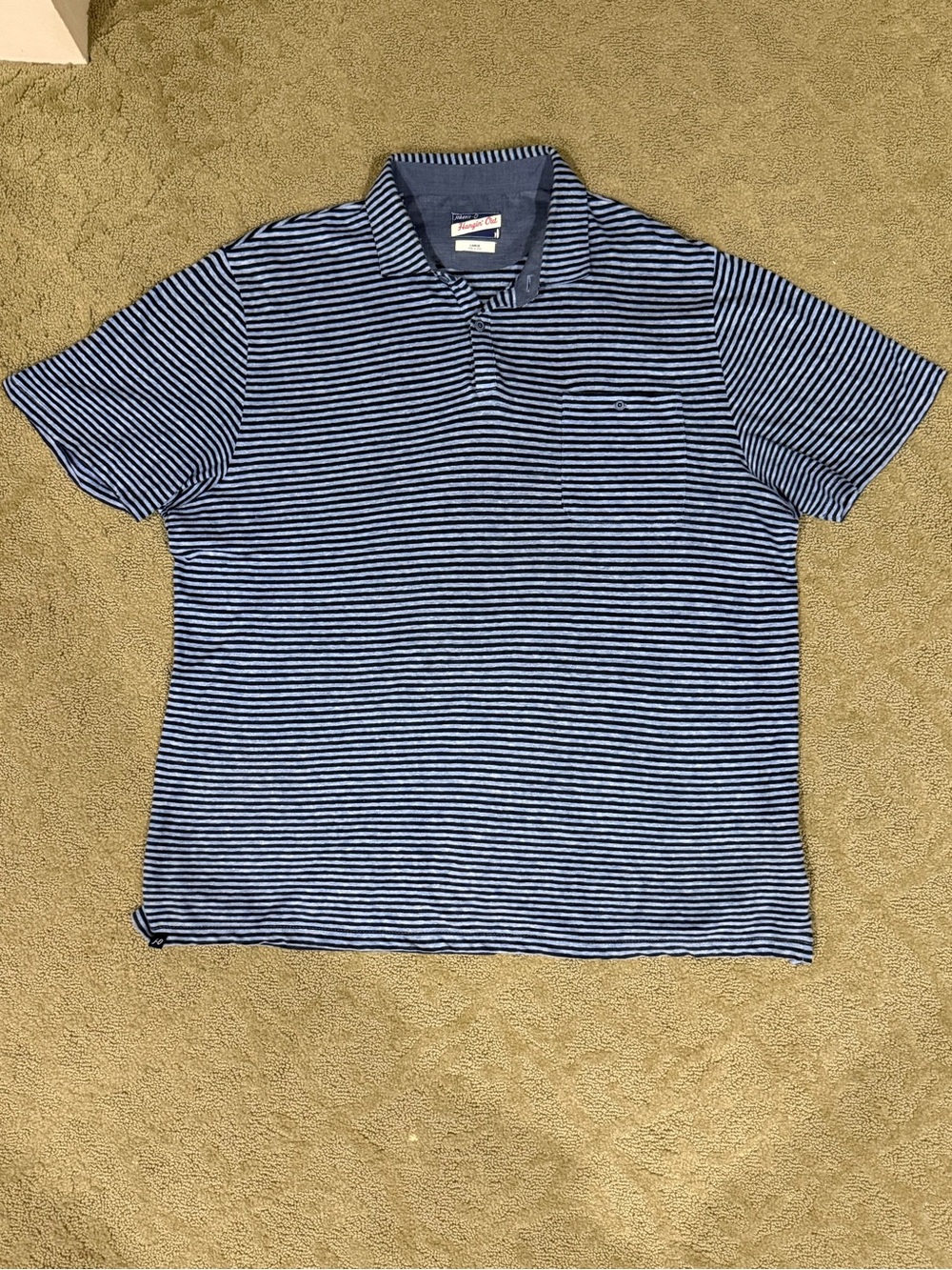 johnnie-O Navy & Light Blue Striped Polo
